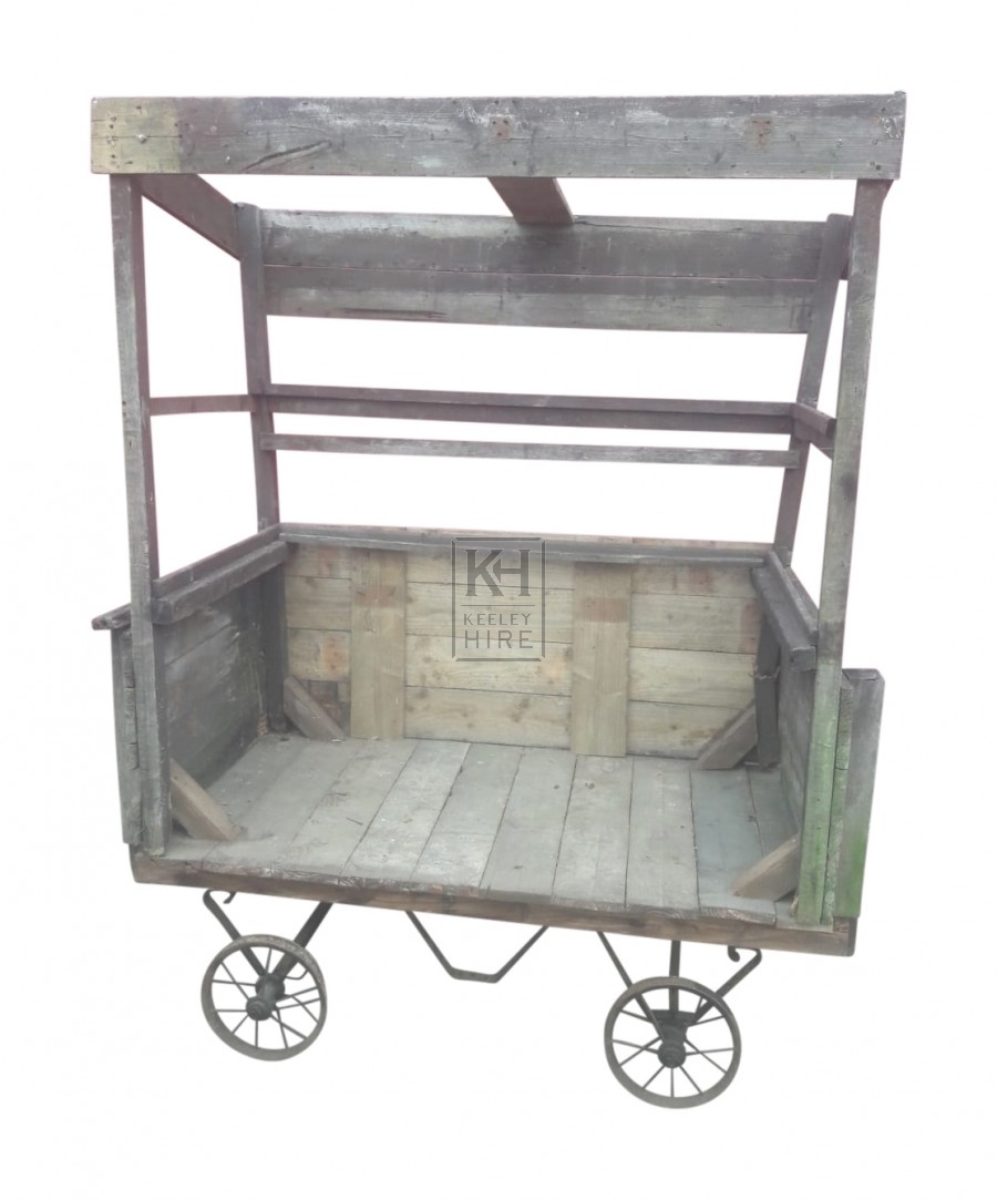 Simple wood market cart with roof