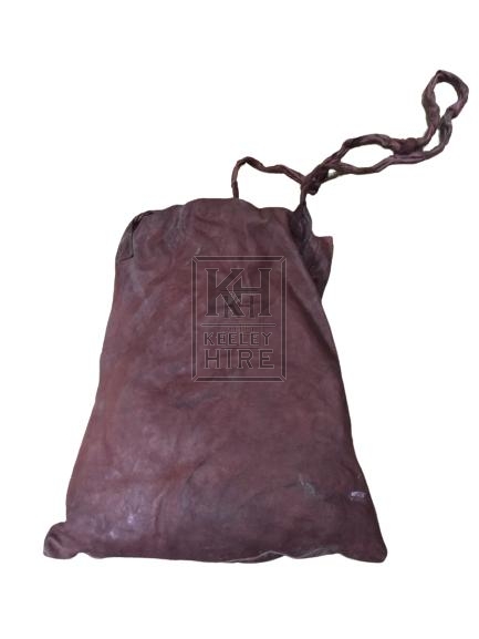 Brown Leather Sack W/Twisted Handle