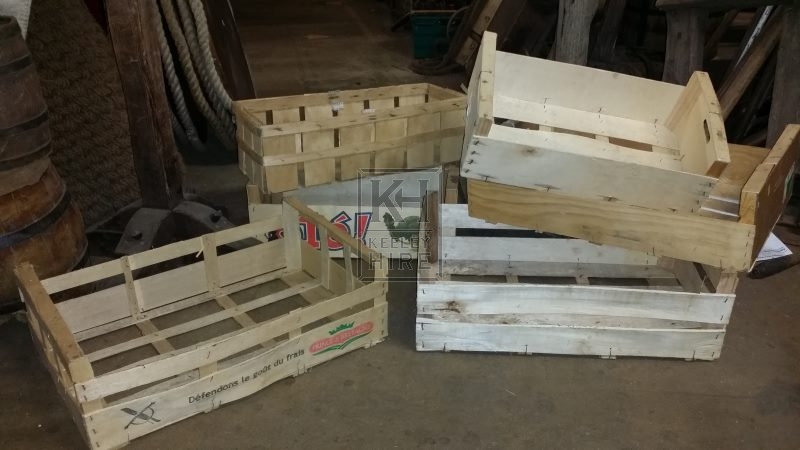 Assorted modern fruit crates