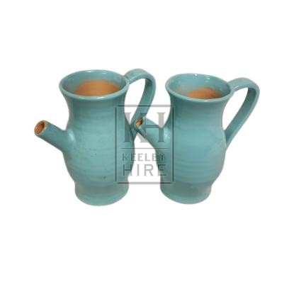 Blue pottery jug with spout