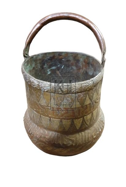 Brass & copper pot with handle & legs