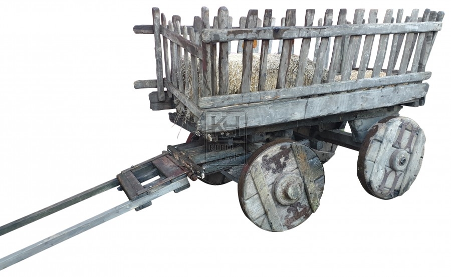 Slatted handcart with solid iron wheels