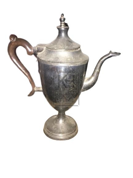 Silver Tea Jug With Copper Handle