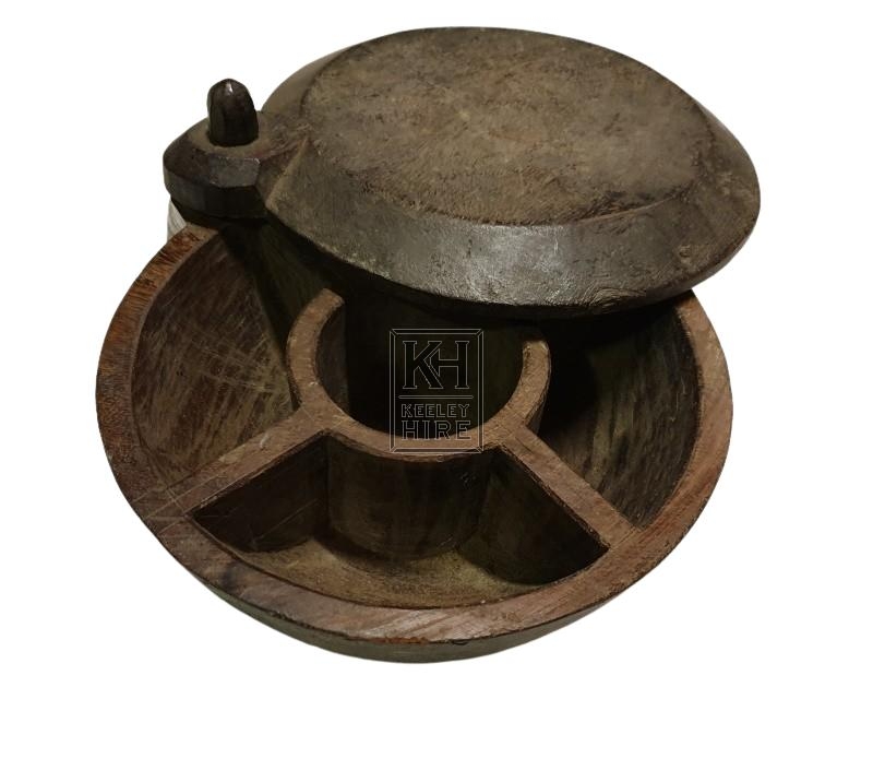 Round wood spice box