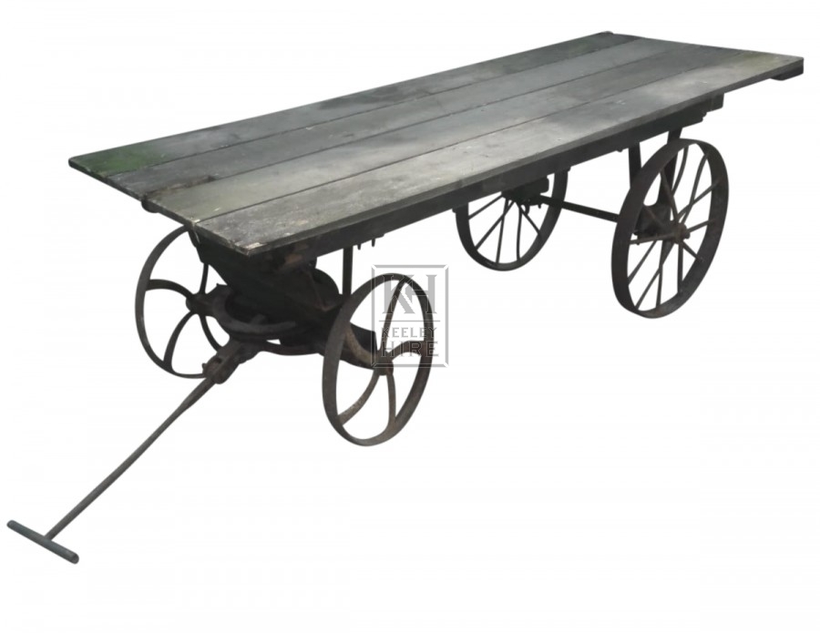 Flat Wood Trolley With Iron Wheels