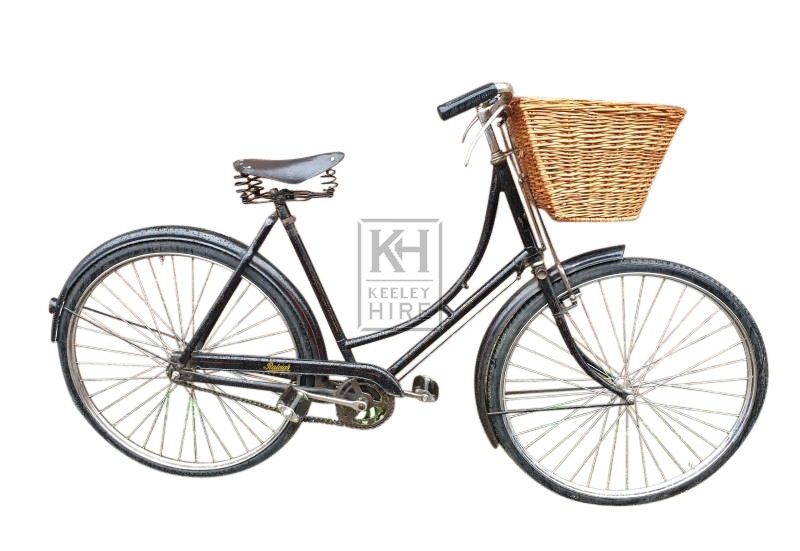 Ladies period black bicycle with basket