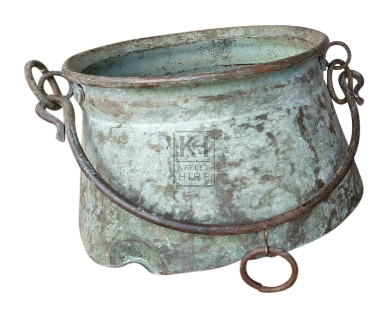 Aged Copper Cooking Pot With Handle