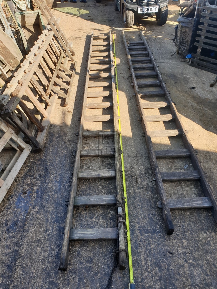 Tall thick wood ladder