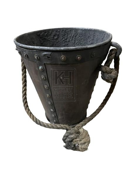 Metal And Leather Riveted Bucket