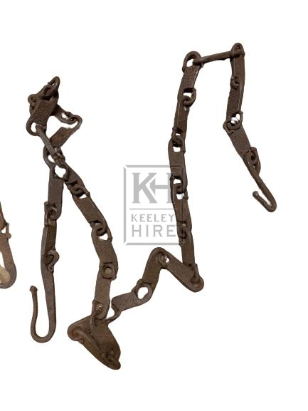 Ornate Flat Link Chain with Hooked Ends