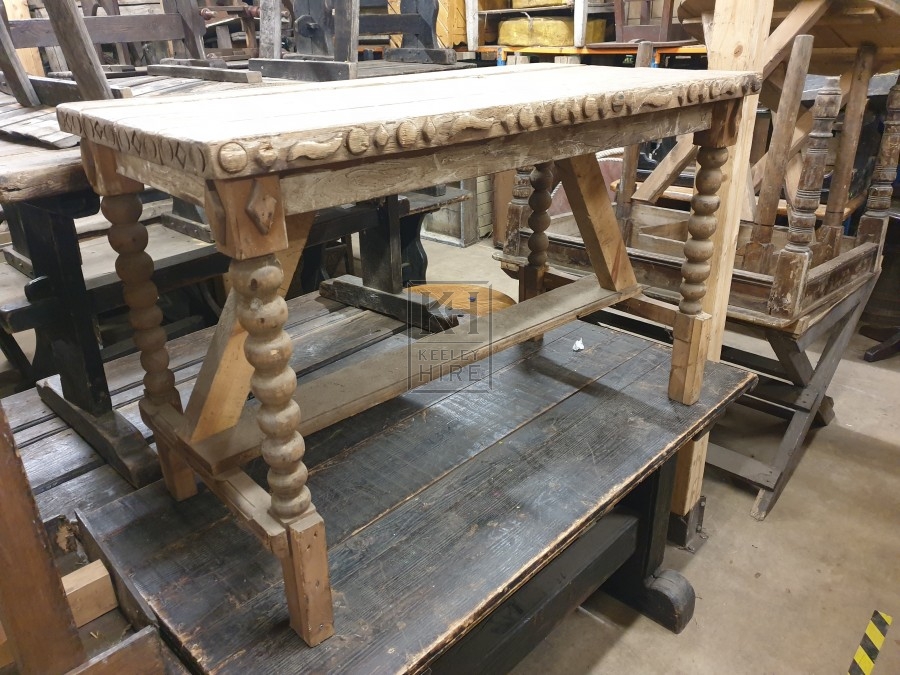 Light wood carved table