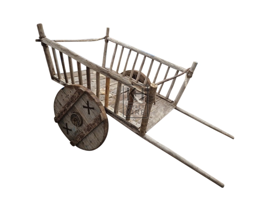 Large solid wheel slatted cart with hand