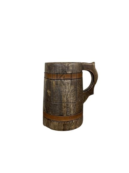 Wooden Tankard with Shaped Handle