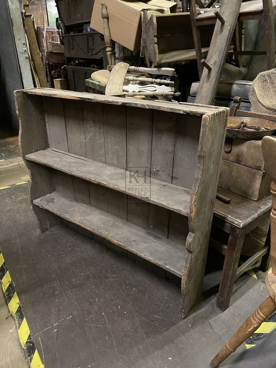 Rustic Shelf Unit With Carved Ends
