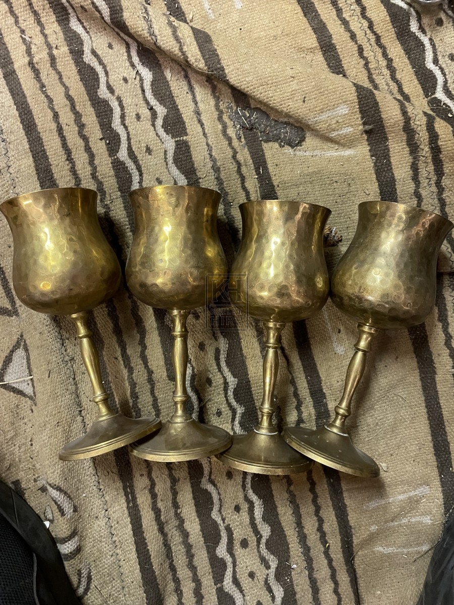 Hand-Beaten Tulip Goblet - Brass