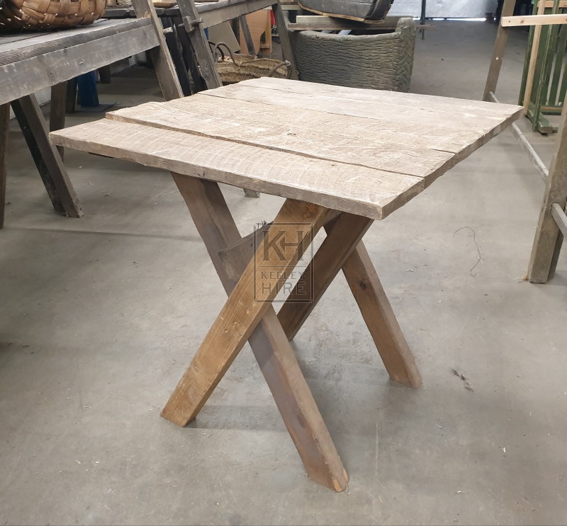 Plain wood X-frame square table