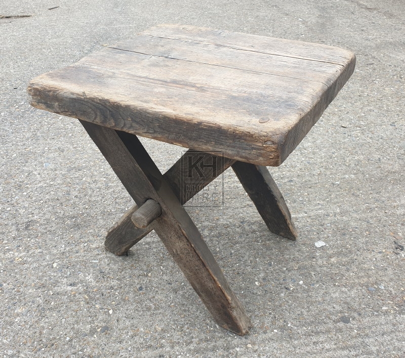 Dark wood X-frame stool