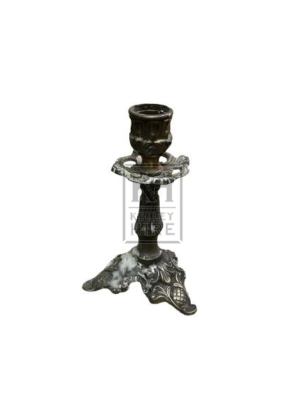 Small Ornate Pewter Candle Holder