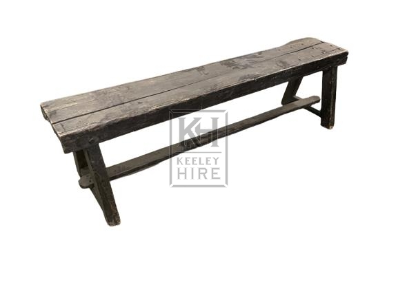 Black Painted Wood Bench with Beam