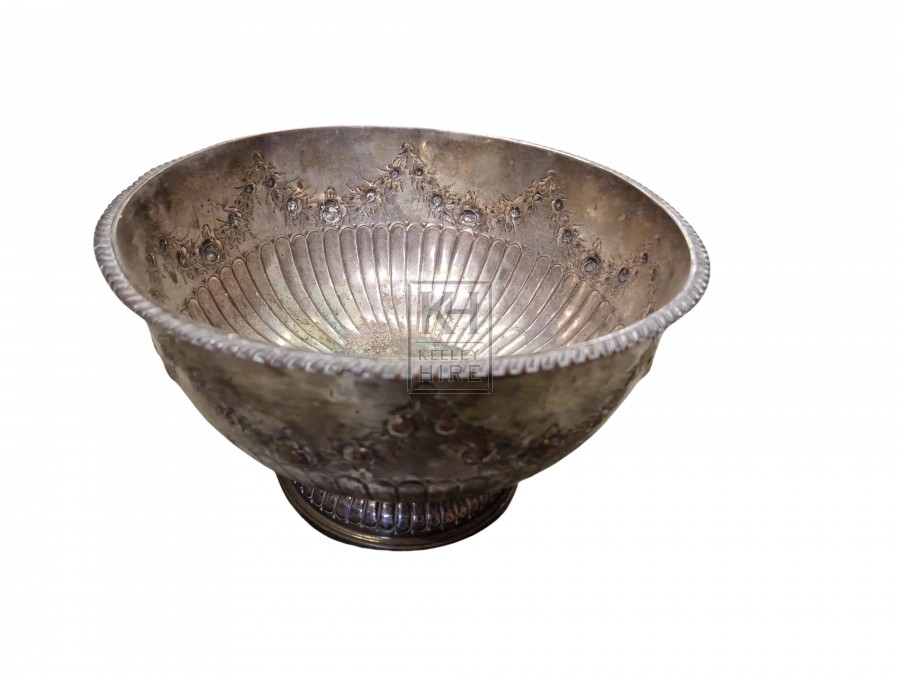 Large Silver Bowl with Rope Edge