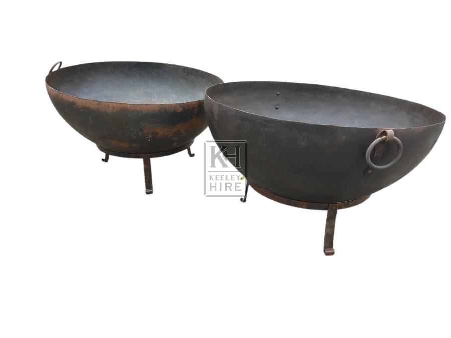 Large iron bowl braziers