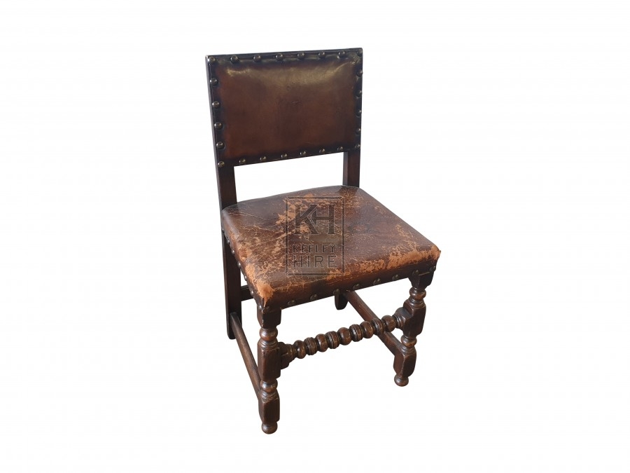 Dark leather studded chair