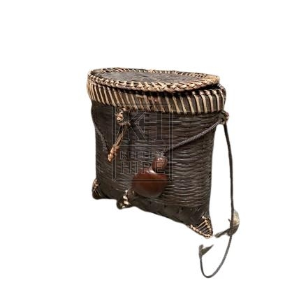 Woven Wicker Bag With Lid
