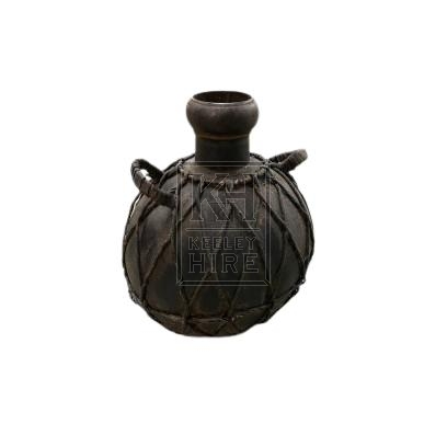 Bulbous Pot with Leather Net Cover