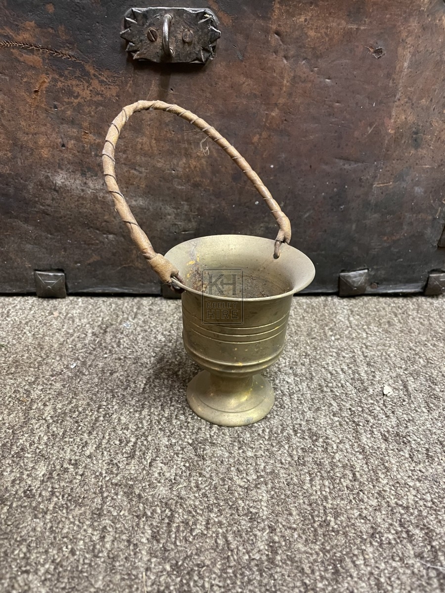Brass Goblet with Leather Handle