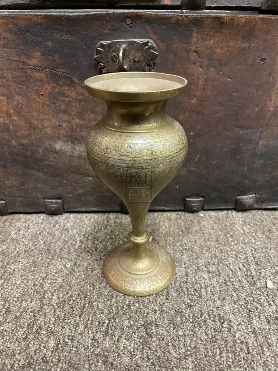 Shaped and Engraved Brass Goblet