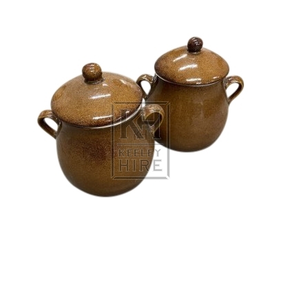 Brown Glazed Earthenware Pot With Lid