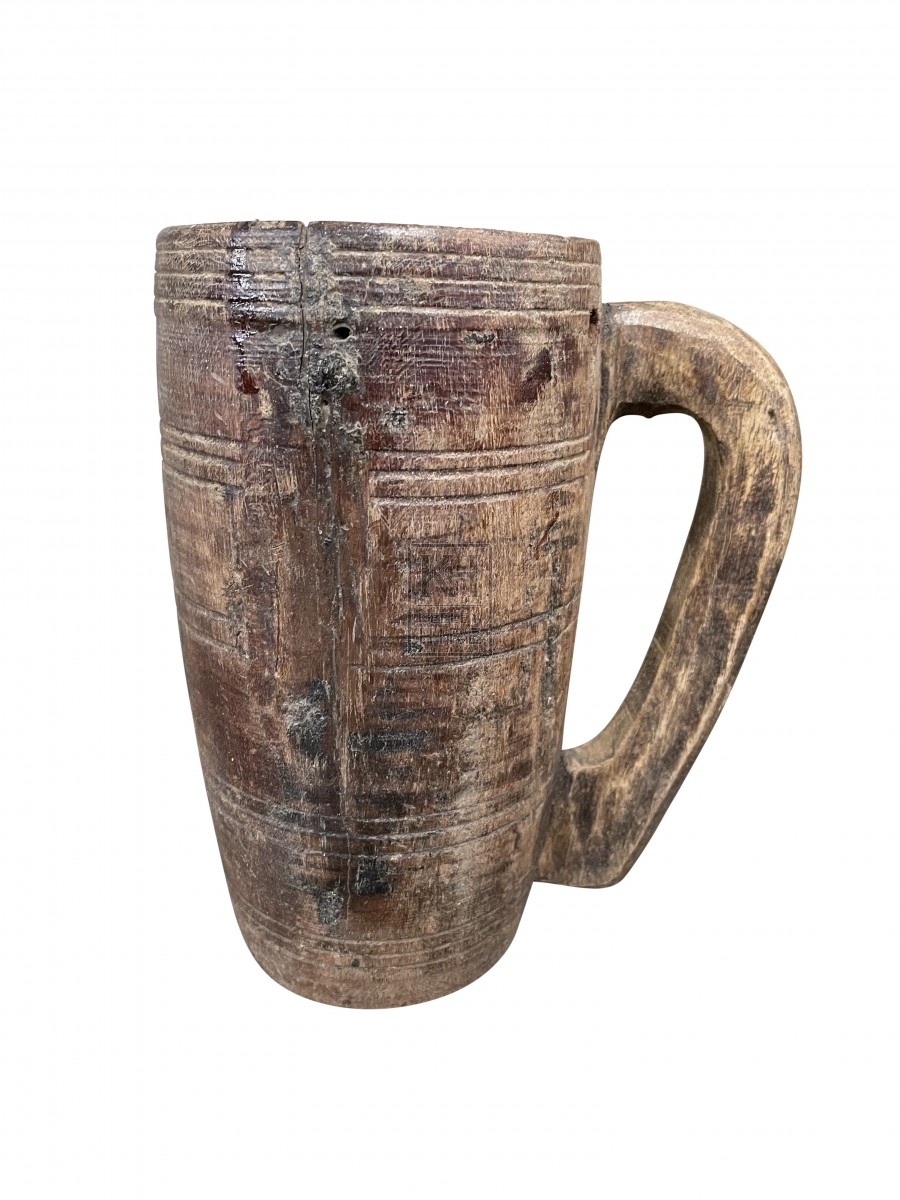 Large Wooden Carved Tankard