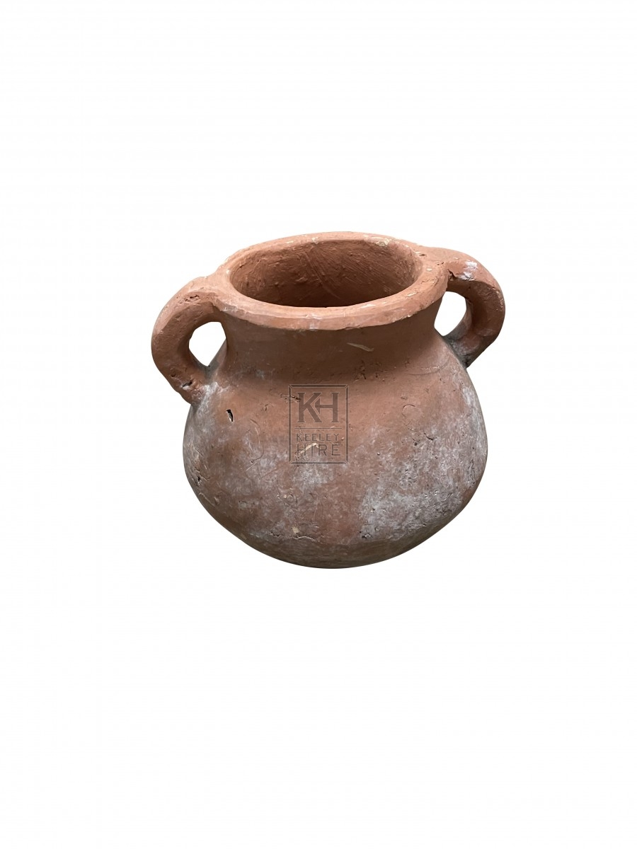 Aged Shaped Urn with 2 Handles