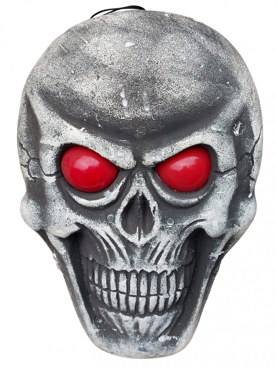 Large plastic skull with red eyes