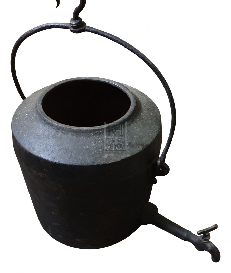 Black iron pot with spout