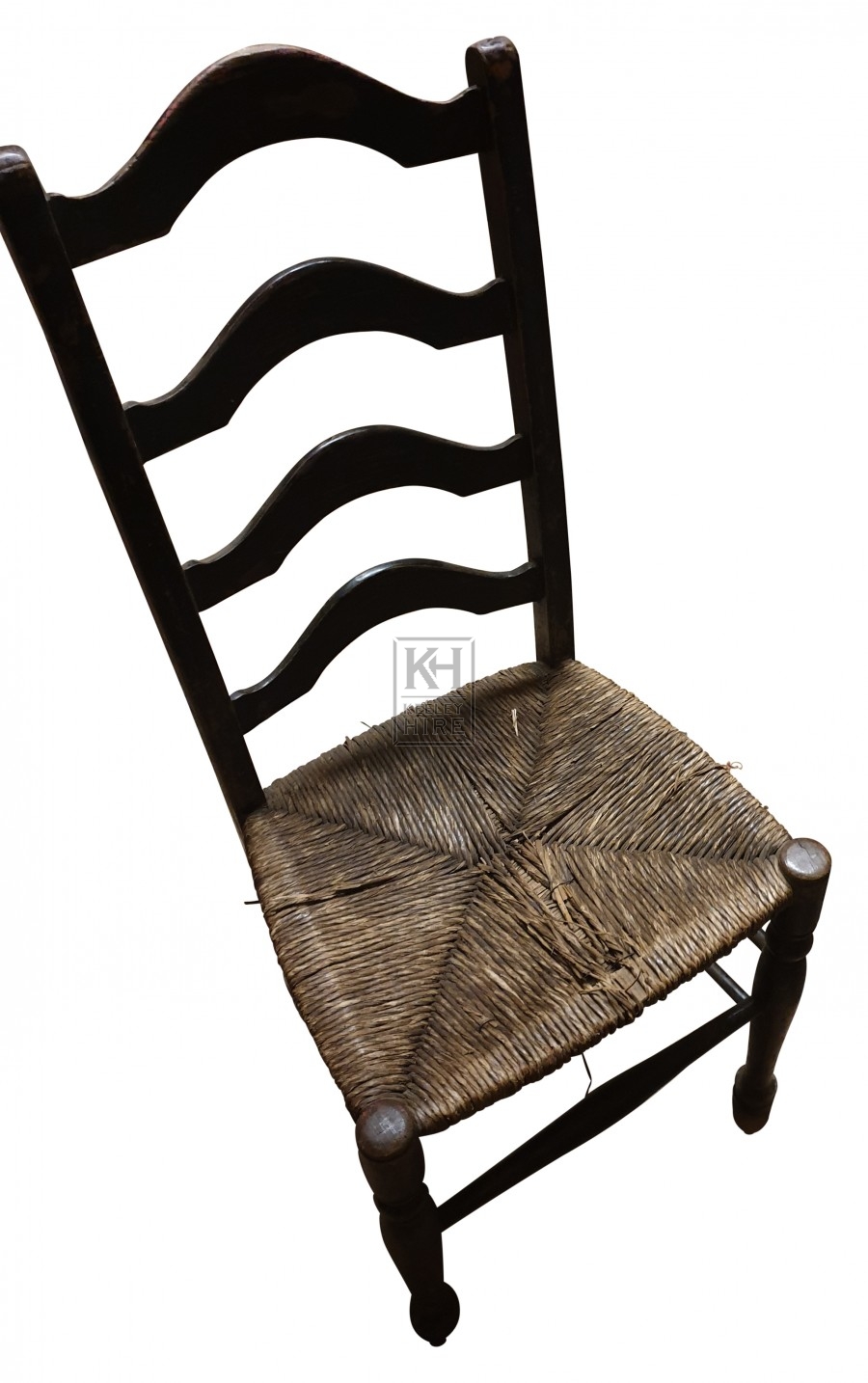 Dark wood straw seat chair