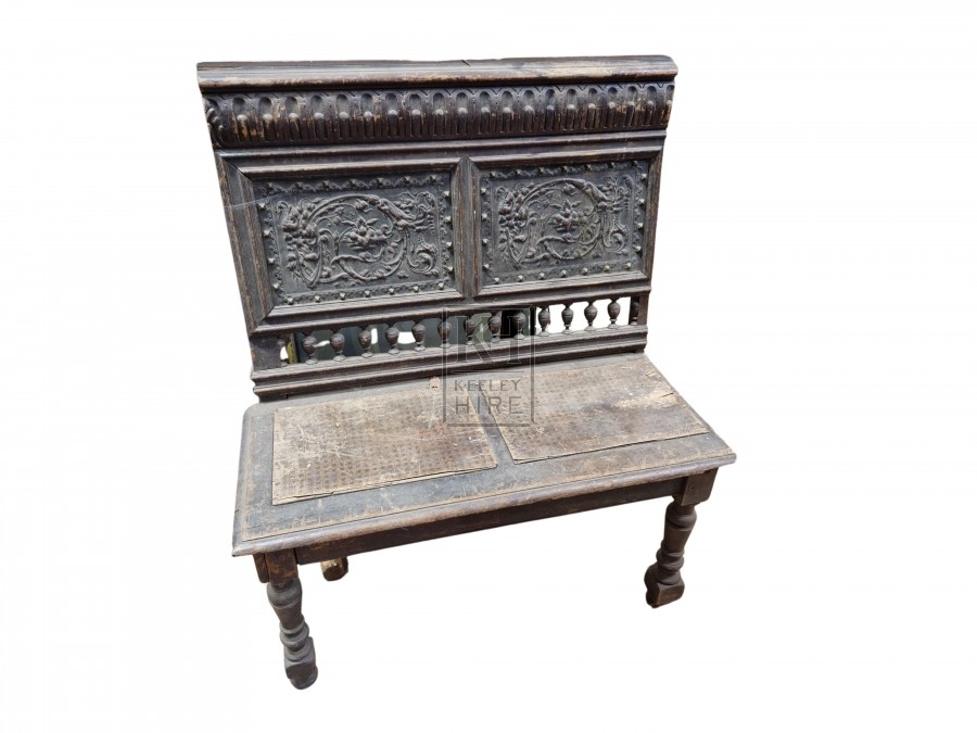 Ornate Carved High-Back Bench