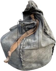 Grey Sued Sack With Leather Strap