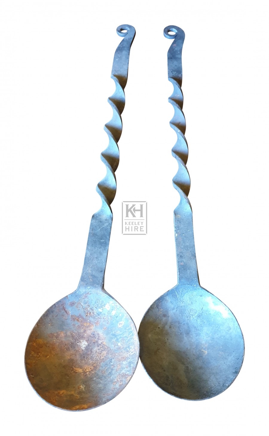 Large twisted handle iron spoon