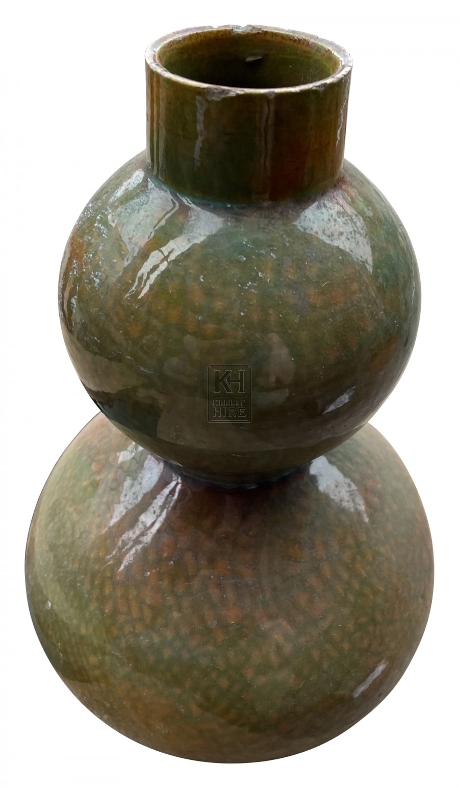Green Glazed Double-Bubble Vase