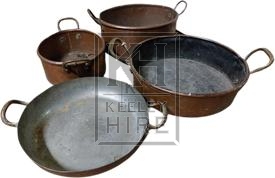 Assorted Medium Copper 2 Handled Pots