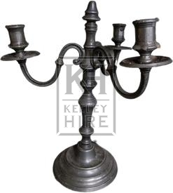 Pewter 3-Branch Candle Holder