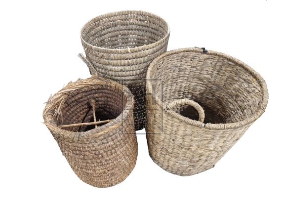 Assorted large straw baskets
