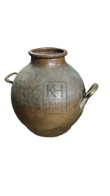 Twin-Handled Bulbous Copper Urn