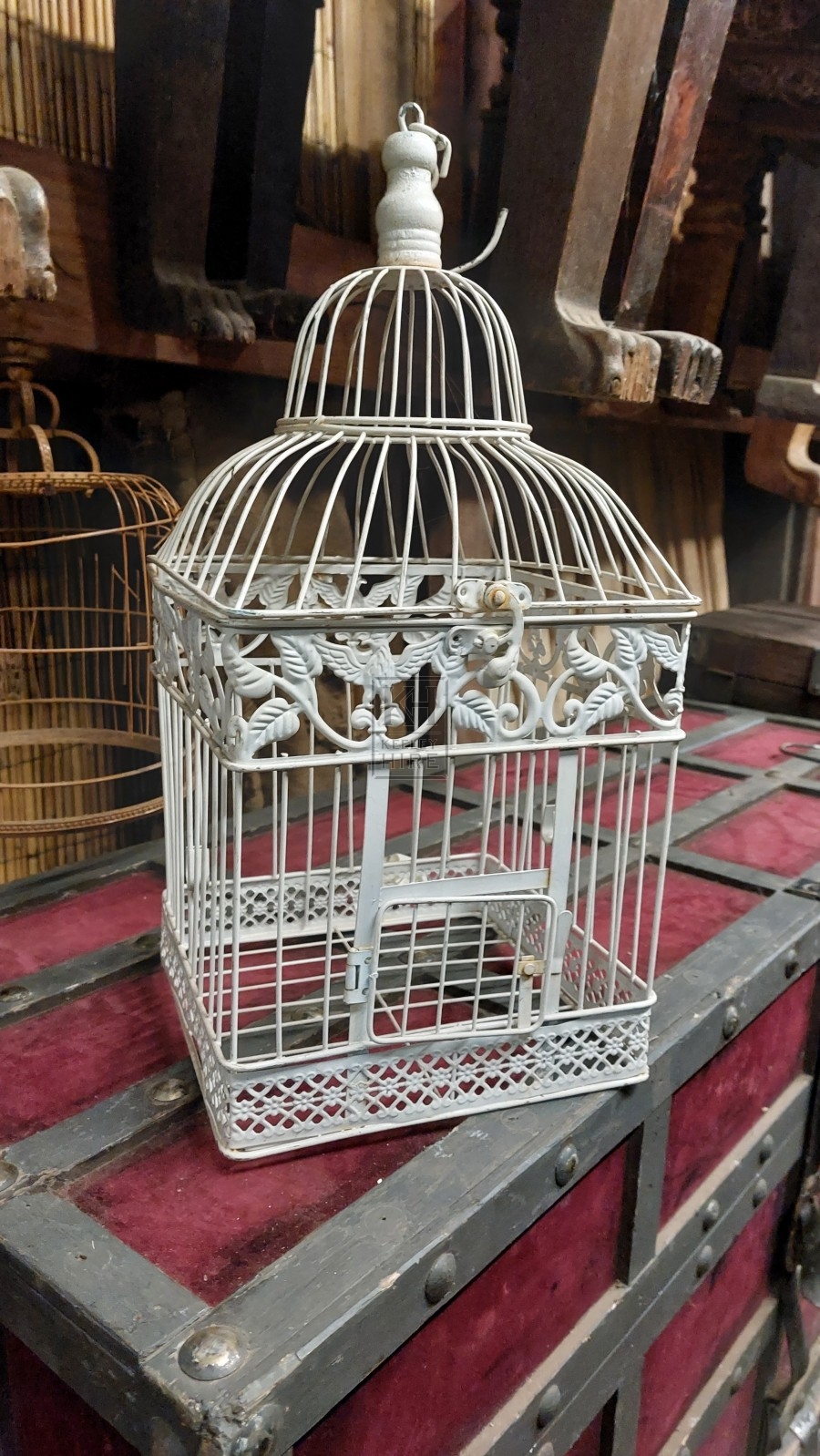 Small White Metal Bird Cage