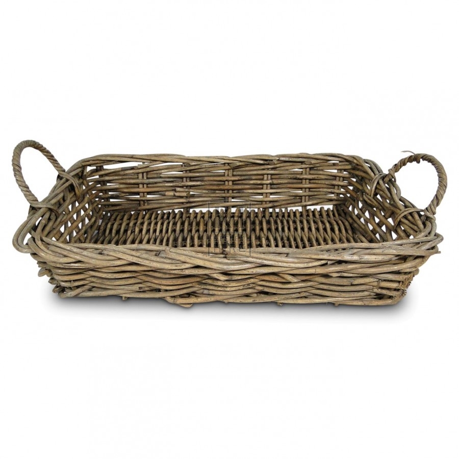 Shallow Rectangle Basket With Handles