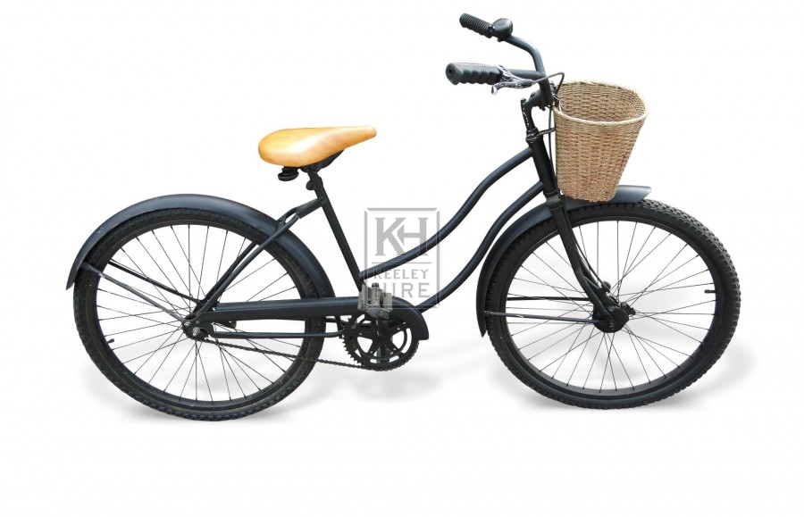 Black Ladies Bicycle with Wicker Basket