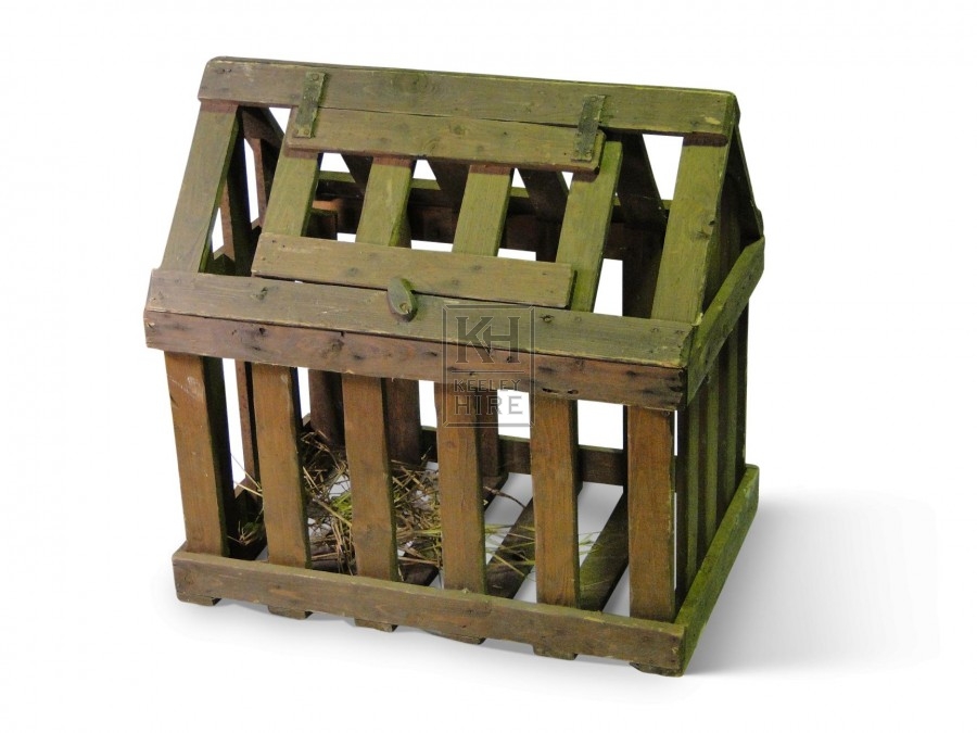 Slatted Wood Cage with pitched top