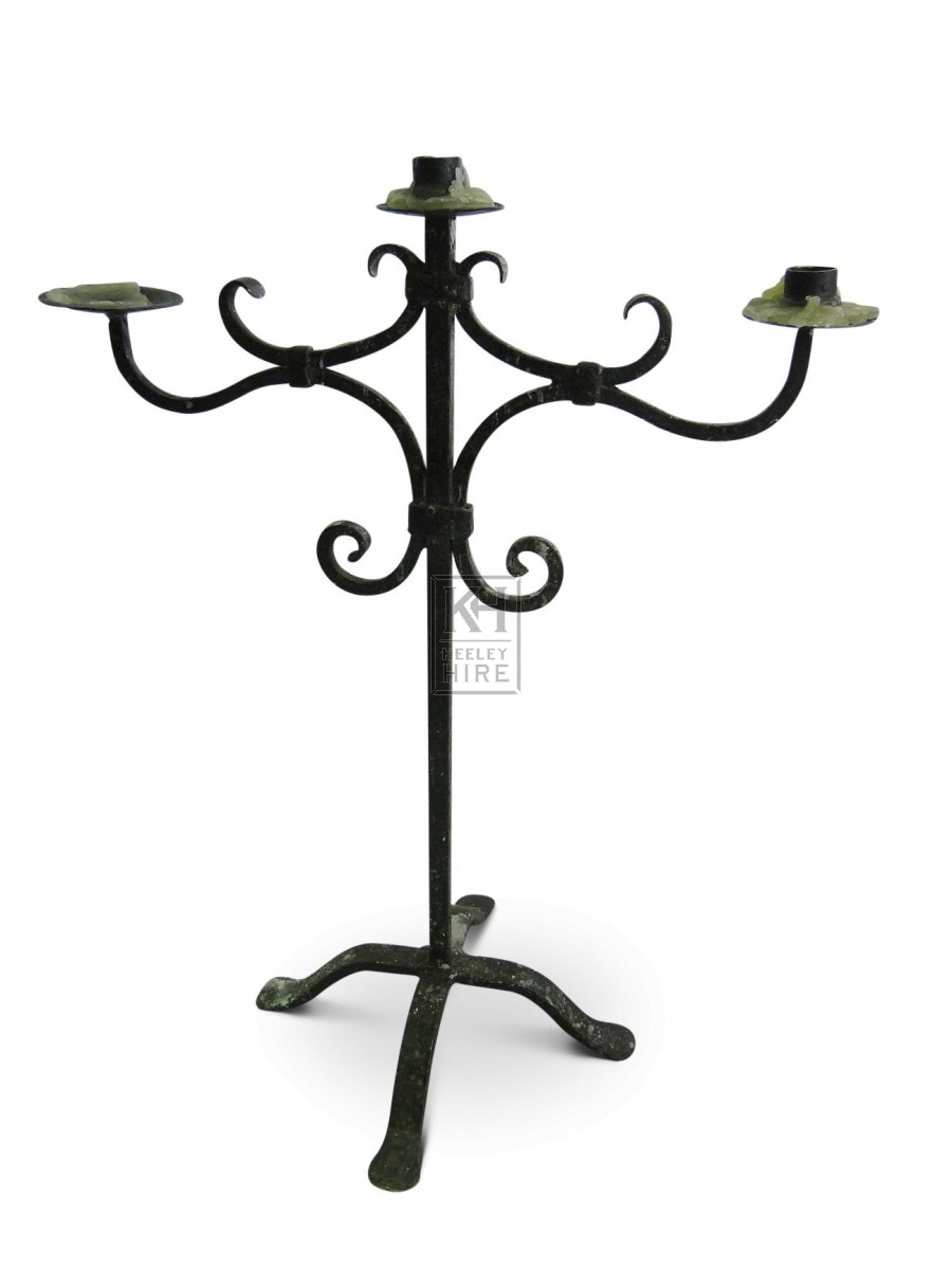 3 Point Iron Table Candelabra with Curls