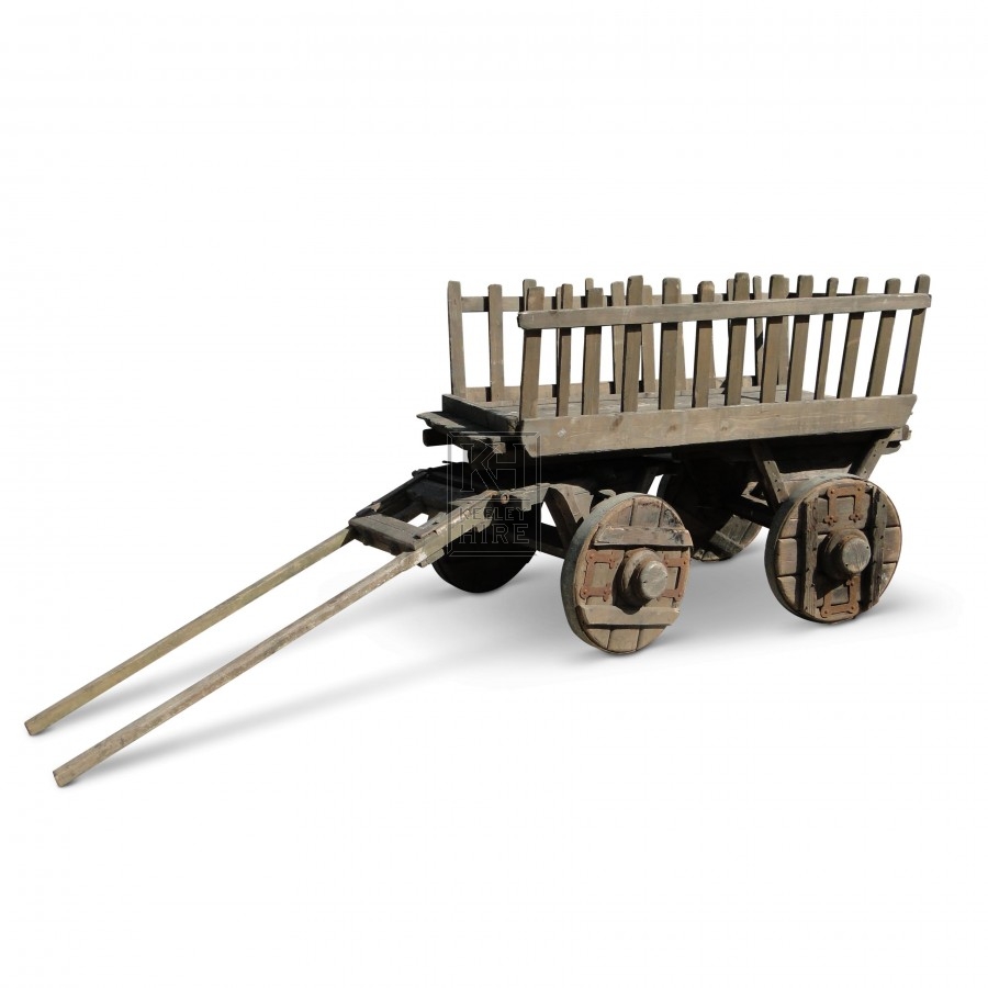Slatted hand cart with 4 solid wheels